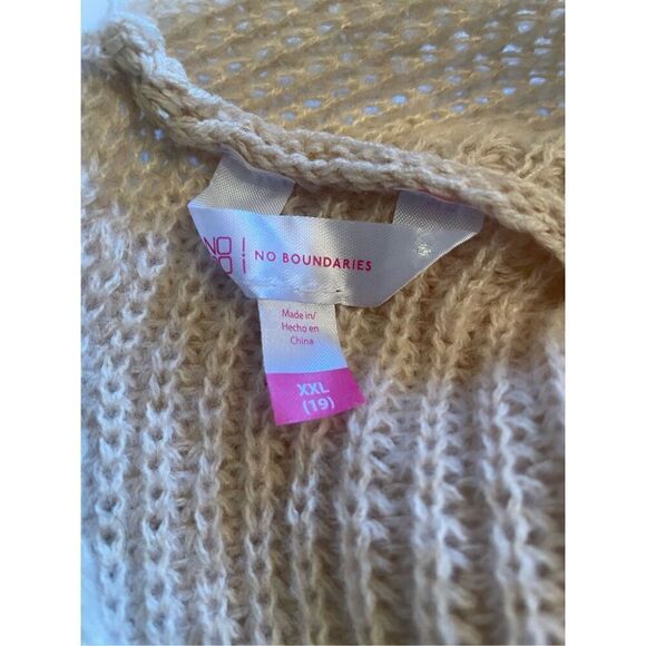 No Boundaries Green/Beige Color Block Knit Twist V-Neck Acrylic Cropped Long Sle - Picture 13 of 14